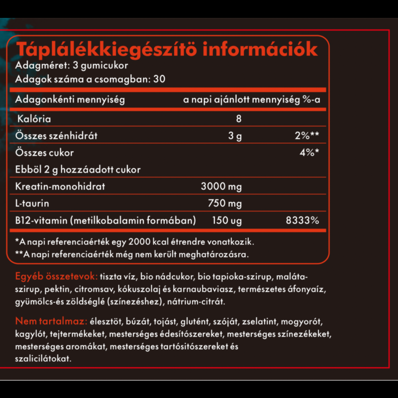 BROOX ONE Kreatin-monohidrát ÁFONYA| 90 gumimaci