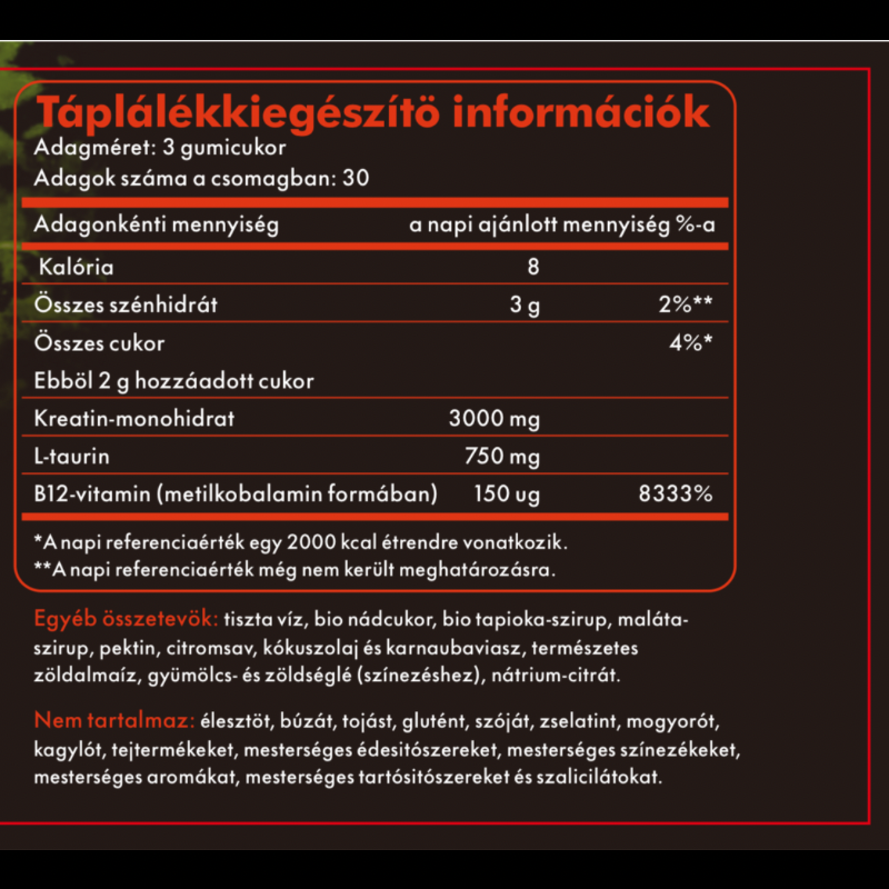 BROOX ONE Kreatin-monohidrát ZÖLDALMA| 90 gumimaci