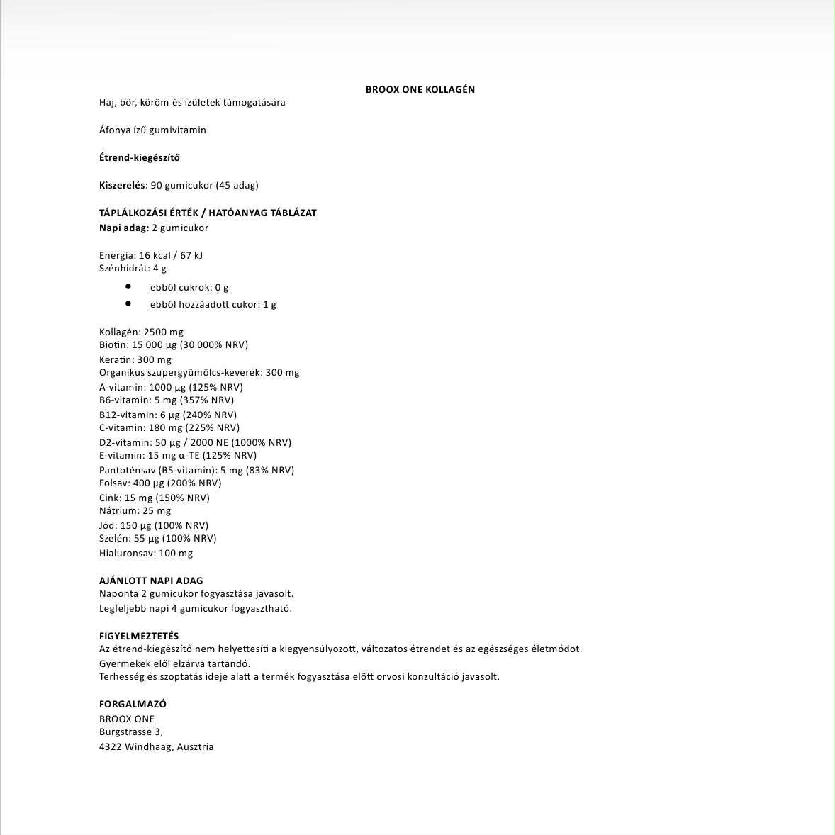 BROOX ONE Kollagén | 90 gumimaci