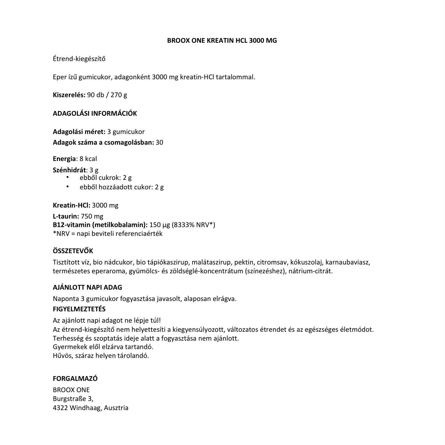 BROOX ONE Kreatin-monohidrát | 360 gumimaci